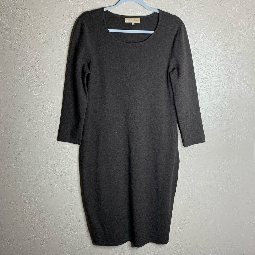 Jones New‎ York 3/4 sleeve scoop neck career dress brown